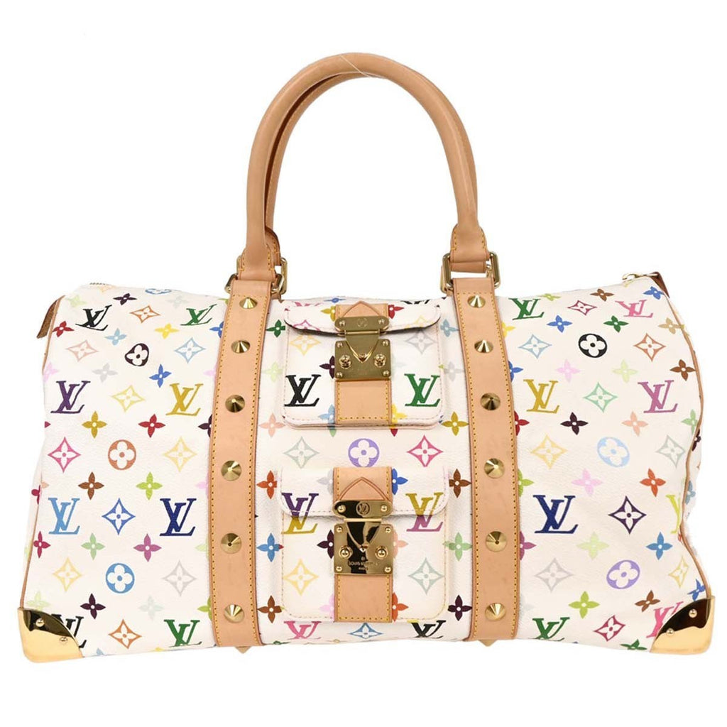 Louis Vuitton Keepall Bag Monogram Multicolor White Canvas Travel Bag Bag (Pre-Owned)