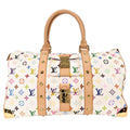 Louis Vuitton Keepall Bag Monogram Multicolor White Canvas Travel Bag Bag (Pre-Owned)