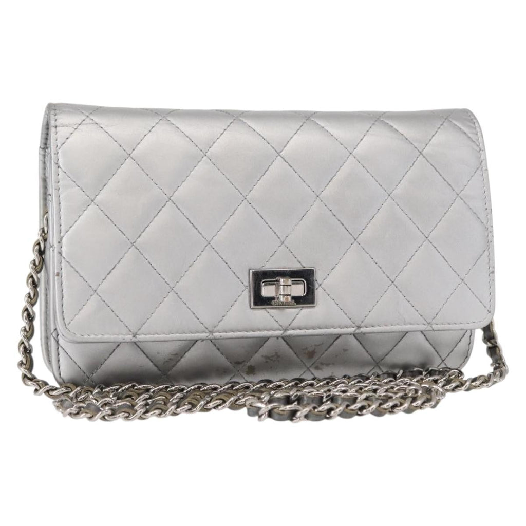 Chanel Reissue 2.55 Wallet On Chain Quilted Lambskin Silver Leather Shoulder Bag Bag (Pre-Owned)