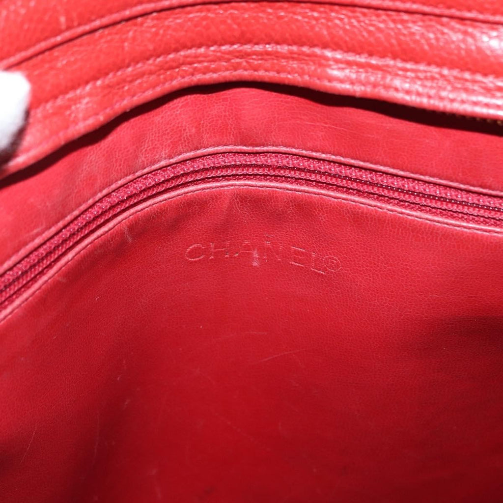 Chanel Vintage Metal Cc Shoulder Bag Caviar Red Leather Shoulder Bag Bag (Pre-Owned)