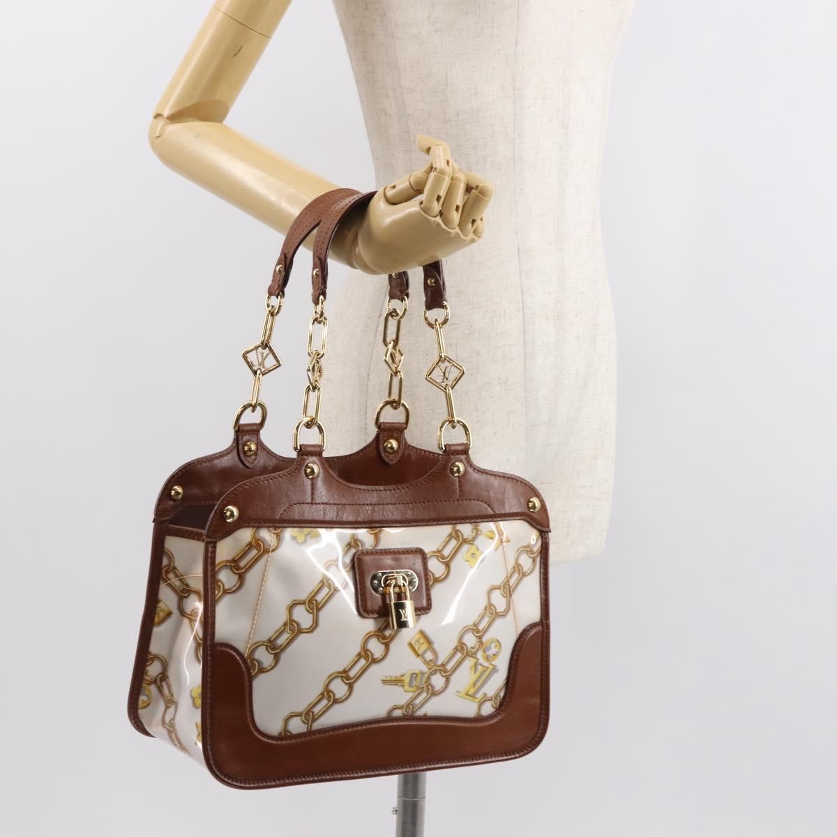 Louis Vuitton Charms Cabas Pvc Over Printed Silk Brown Canvas Handbag (Pre-Owned)