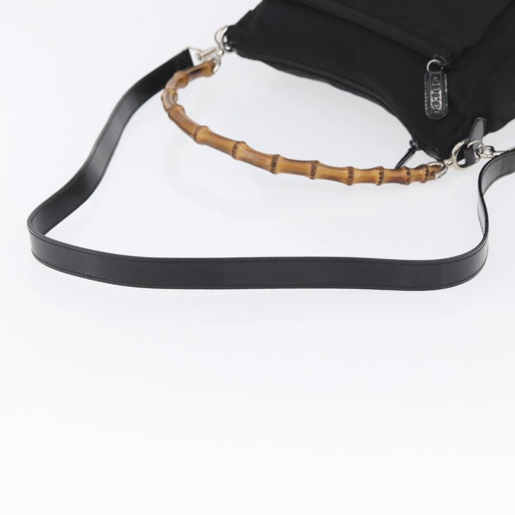 Gucci Vintage Bamboo Shoulder Bag Nylon Black Nylon Shoulder Bag Bag (Pre-Owned)