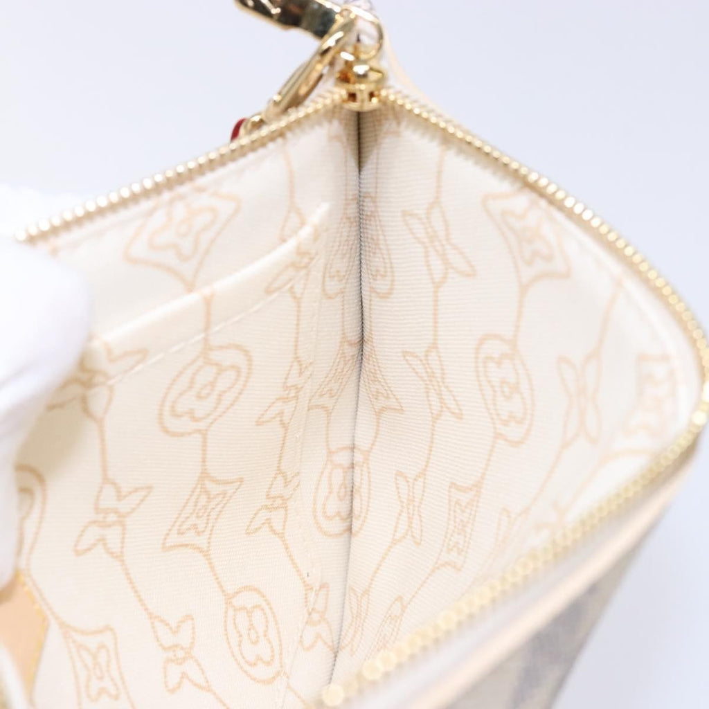 Louis Vuitton Neverfull Pochette Damier White Canvas Bag (Pre-Owned)
