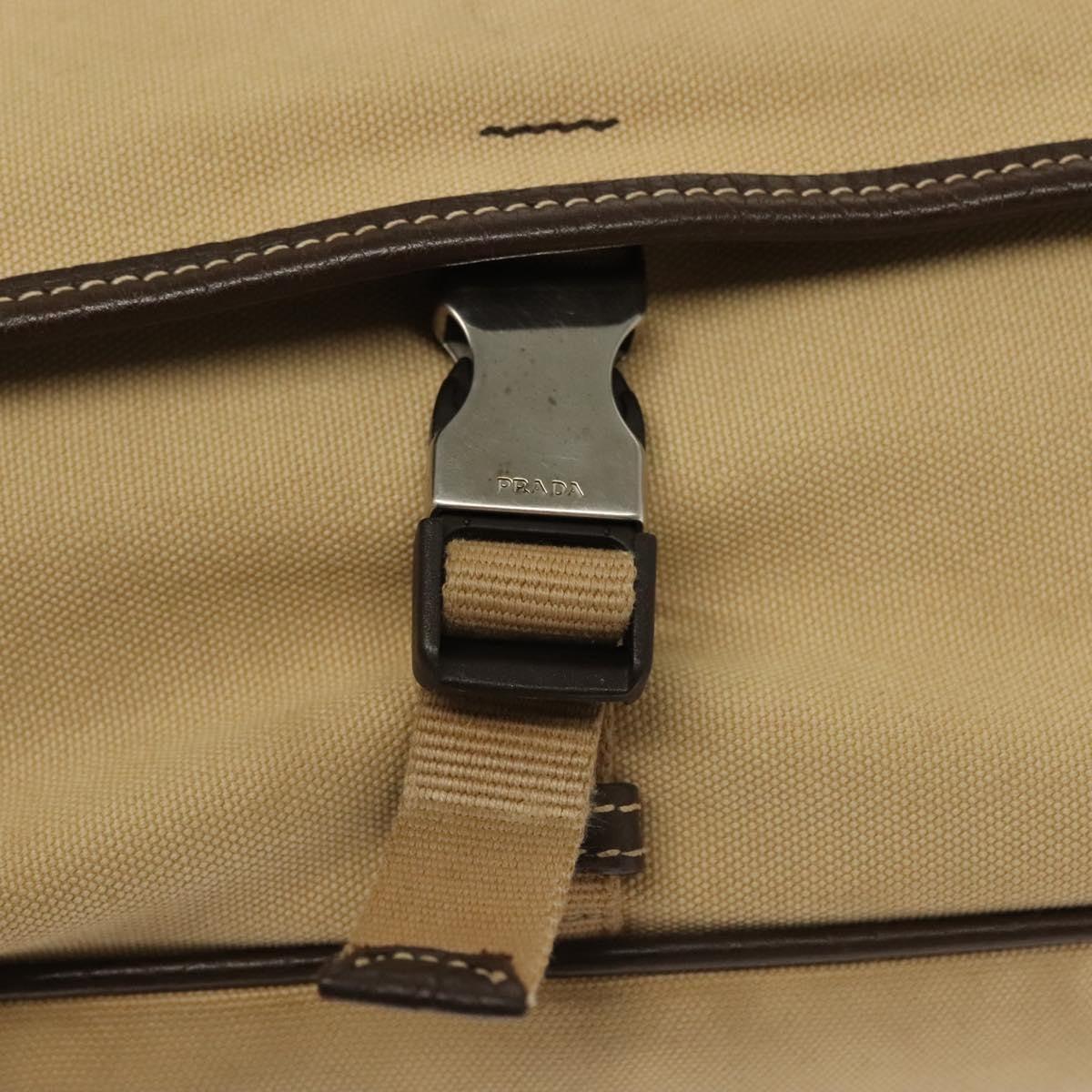 Prada Vintage Shoulder Bag Canvas Beige Canvas Shoulder Bag Bag (Pre-Owned)