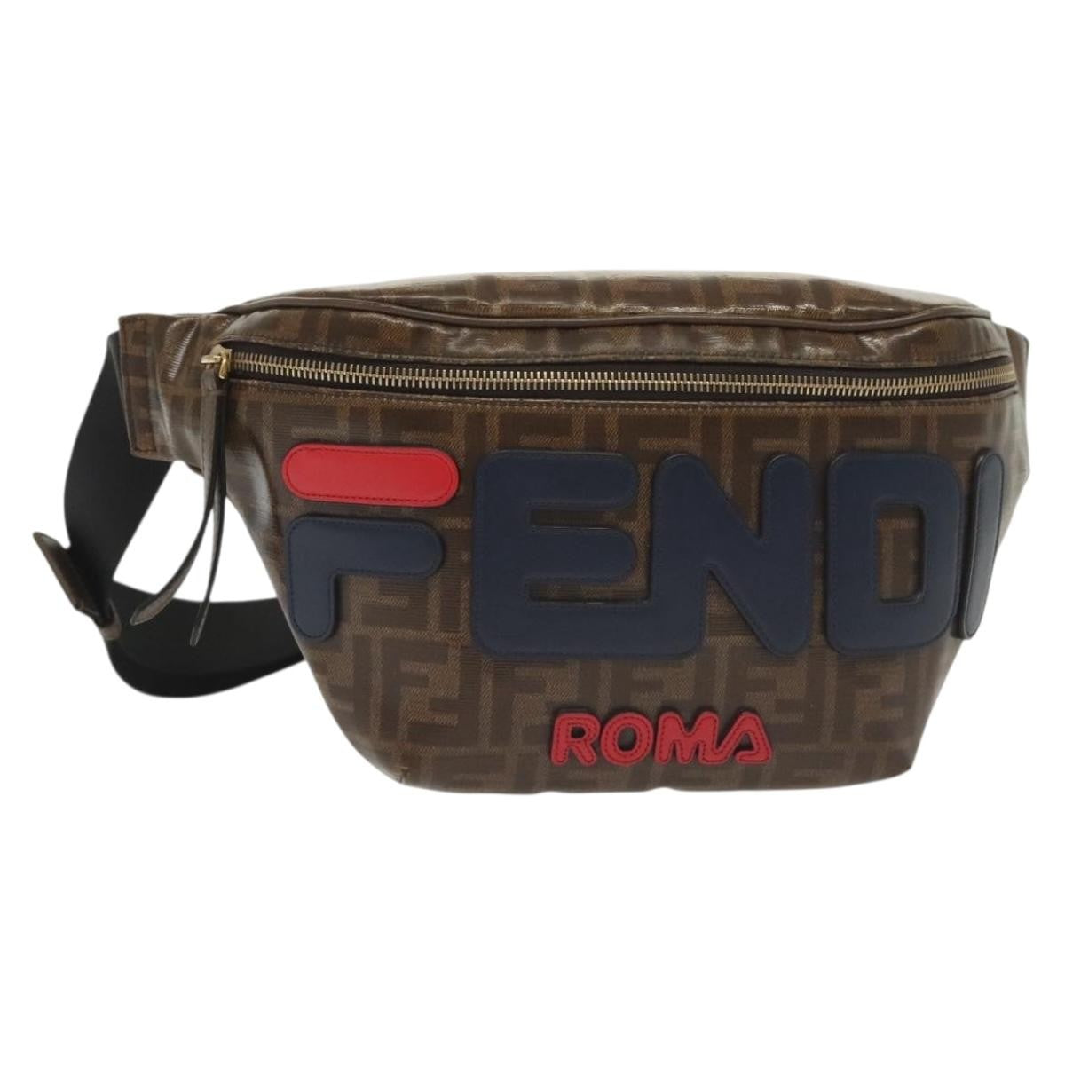 Fendi Mania Logo Waist Bag Zucca Coated Canvas Brown Canvas Clutche & Pouche Bag (Pre-Owned)