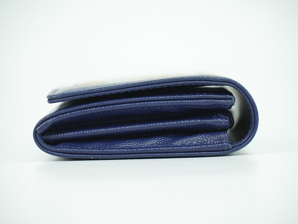 Chanel Deauville Flap Wallet Caviar Navy Leather Wallets Accessory (Pre-Owned)