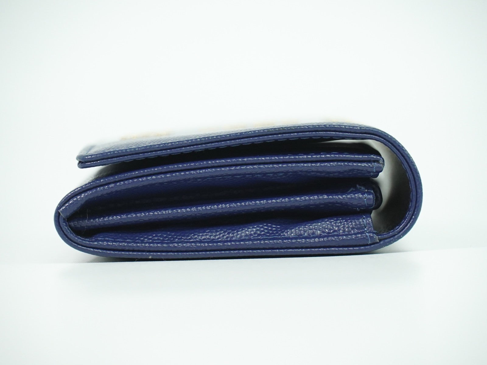 Chanel Deauville Flap Wallet Caviar Navy Leather Wallets Accessory (Pre-Owned)