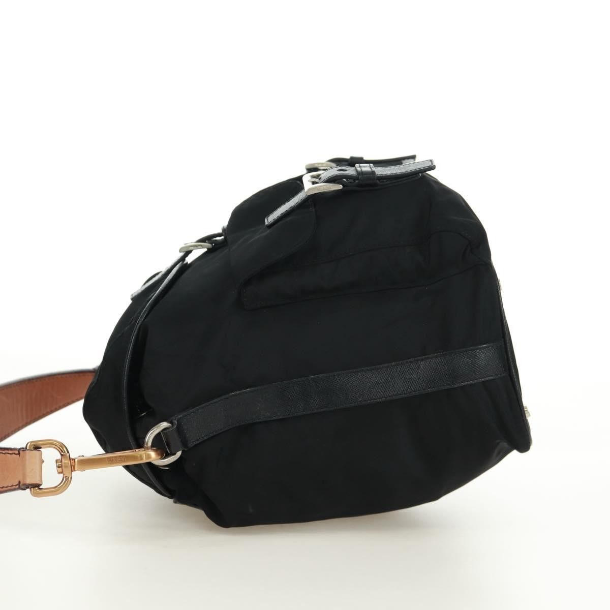 Prada Double Pocket Drawstring Shoulder Bag Tessuto Black Nylon Shoulder Bag Bag (Pre-Owned)