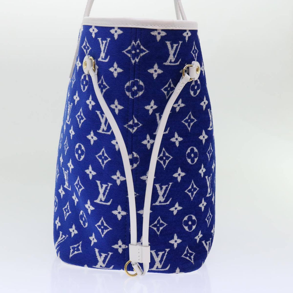 Louis Vuitton Neverfull Nm Tote Lv Match Monogram Jacquard Velvet Blue Velvet Tote Bag Bag (Pre-Owned)