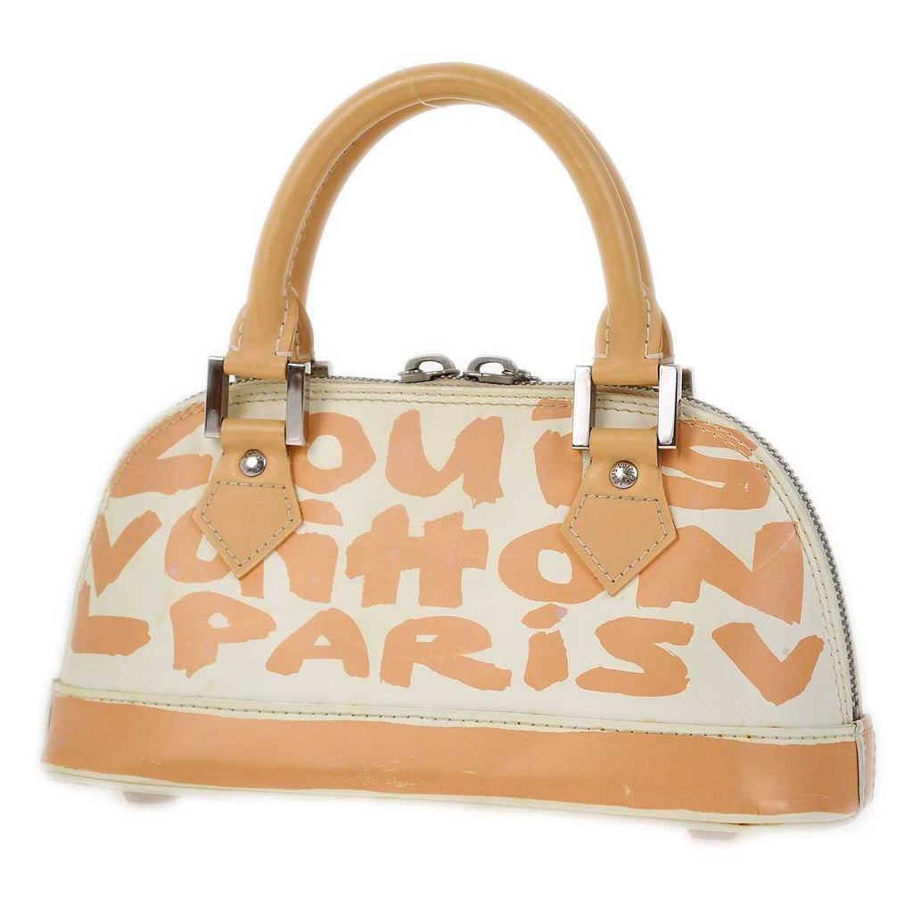 Louis Vuitton Alma Handbag Limited Edition Graffiti Leather Beige Leather Handbag (Pre-Owned)