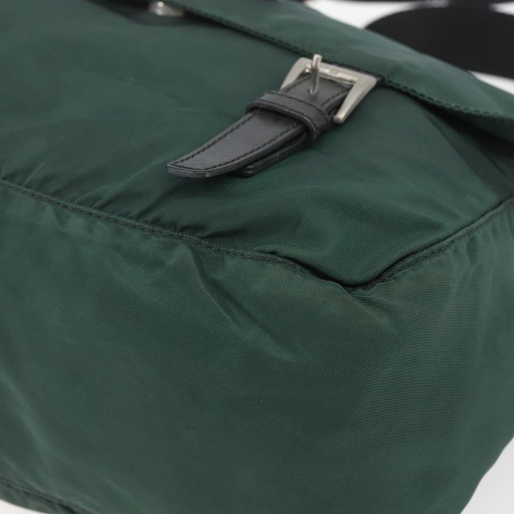 Prada Double Buckle Flap Messenger Bag Tessuto Green Nylon Shoulder Bag Bag (Pre-Owned)