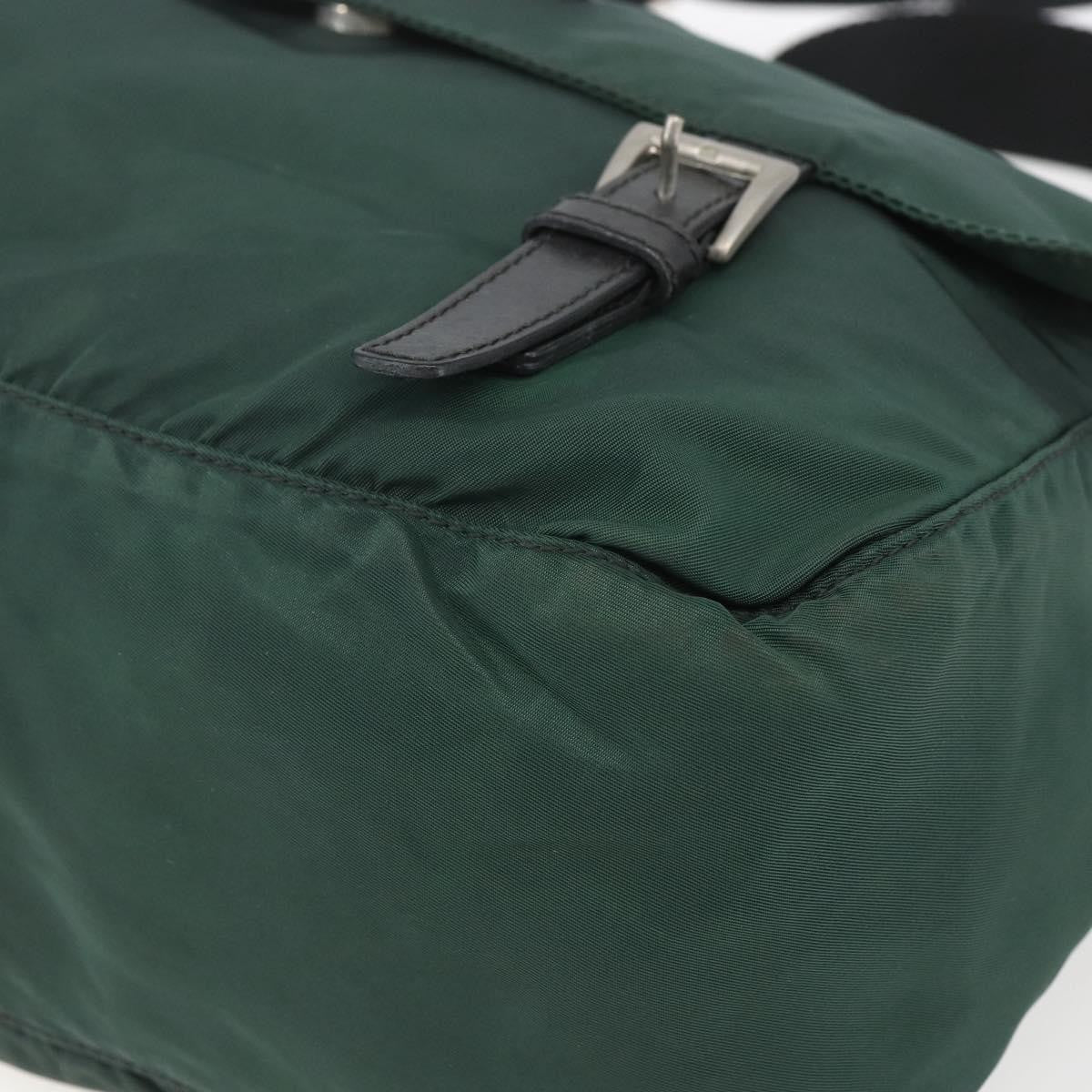 Prada Double Buckle Flap Messenger Bag Tessuto Green Nylon Shoulder Bag Bag (Pre-Owned)