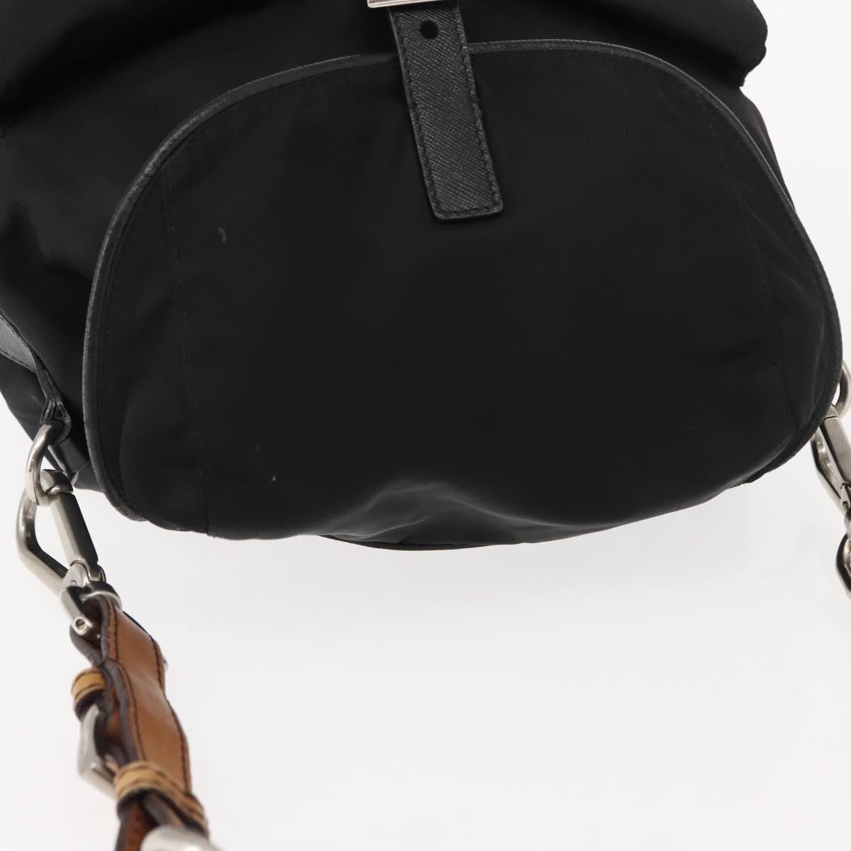 Prada Double Pocket Drawstring Shoulder Bag Tessuto Black Nylon Shoulder Bag Bag (Pre-Owned)