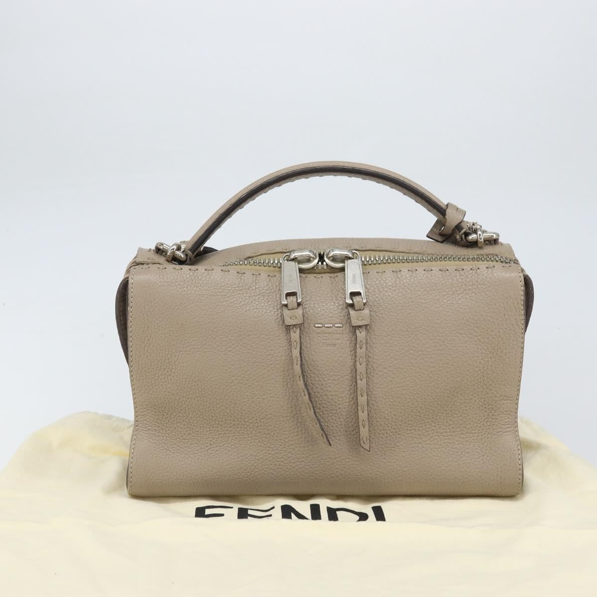 Fendi Selleria Lei Bag Leather Gray Leather Handbag (Pre-Owned)
