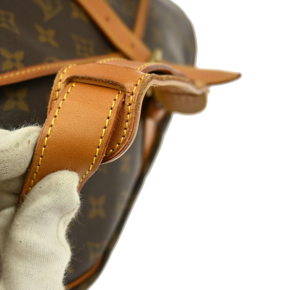 Louis Vuitton Saumur Handbag Monogram Canvas Brown Canvas Shoulder Bag Bag (Pre-Owned)