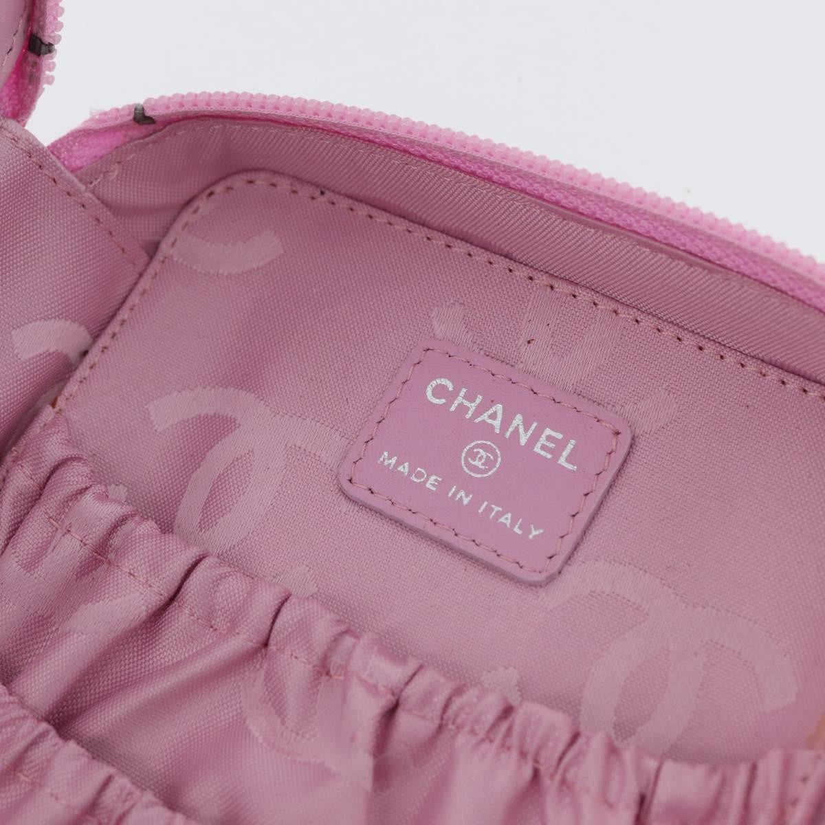 Chanel Cambon Zip Around Cosmetic Case Quilted Leather Pink Leather Wallets Accessory (Pre-Owned)