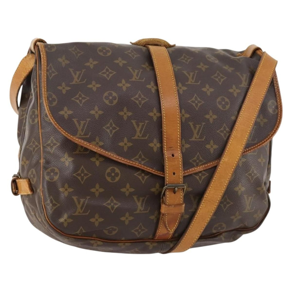 Louis Vuitton Saumur Handbag Monogram Canvas Brown Canvas Shoulder Bag Bag (Pre-Owned)