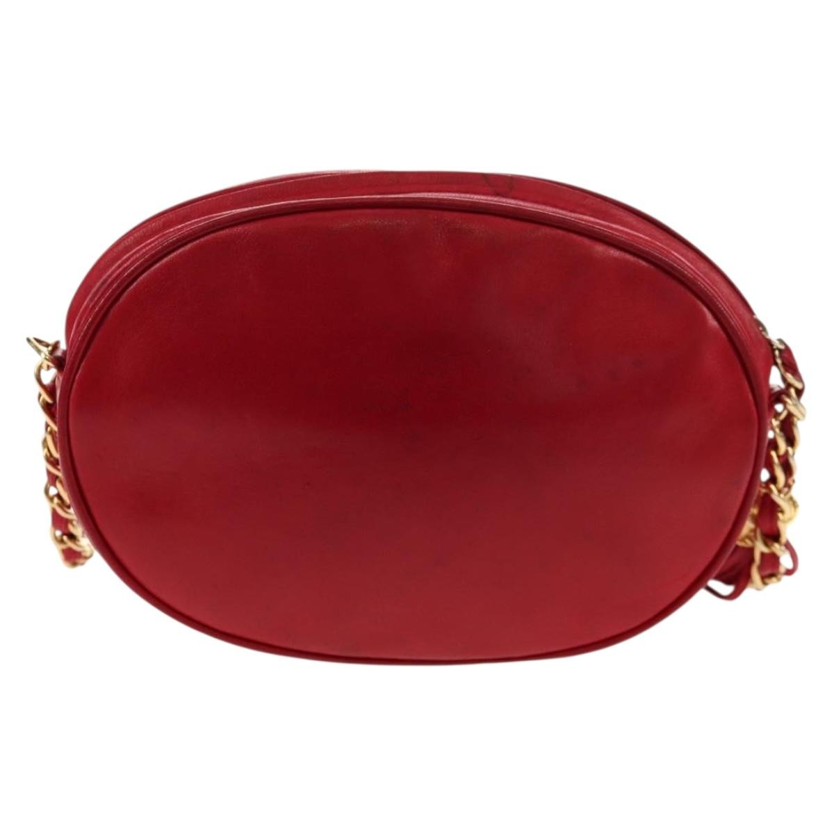 Chanel Vintage Oval Cc Tassel Crossbody Bag Leather Red Leather Shoulder Bag Bag (Pre-Owned)