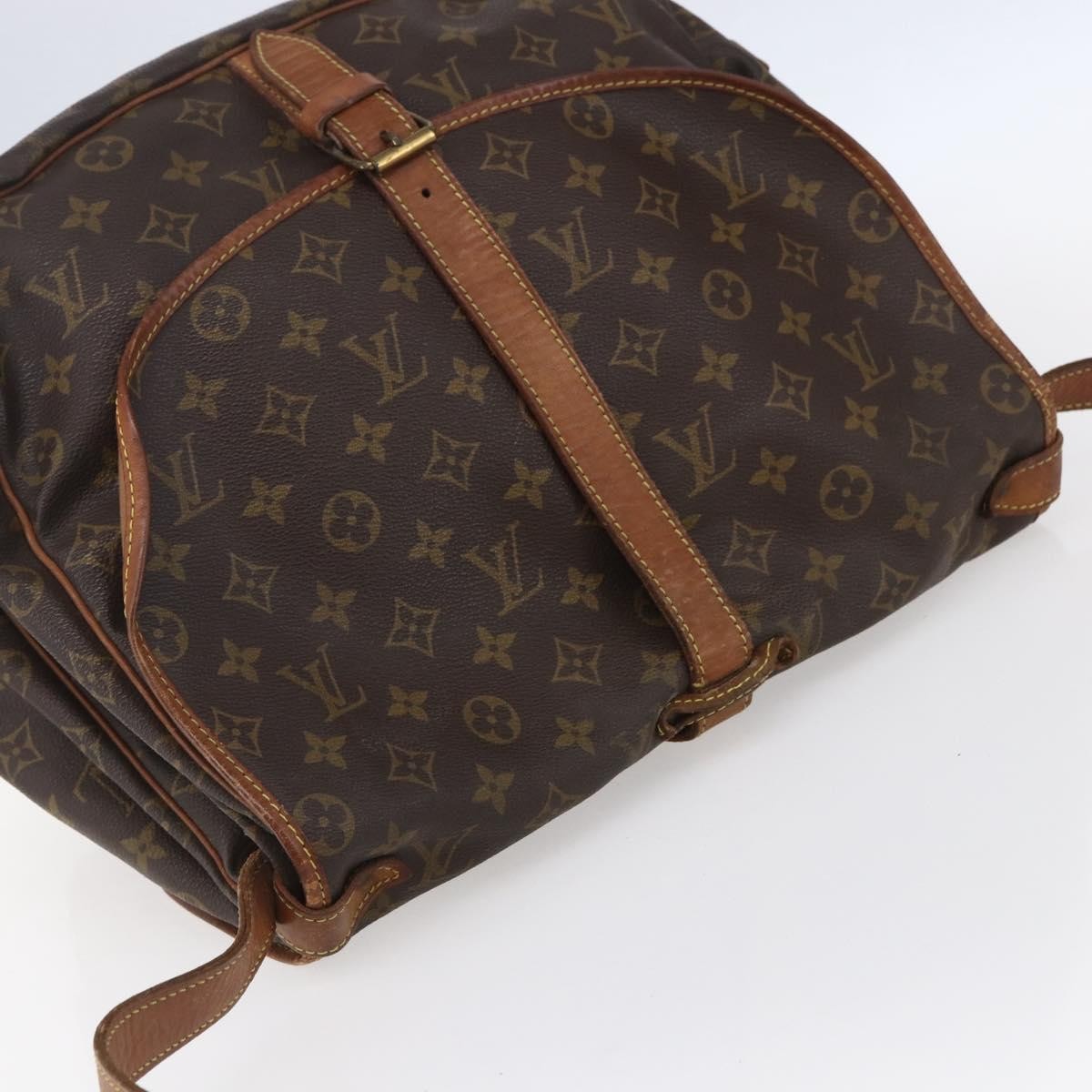Louis Vuitton Saumur Handbag Monogram Canvas Brown Canvas Shoulder Bag Bag (Pre-Owned)