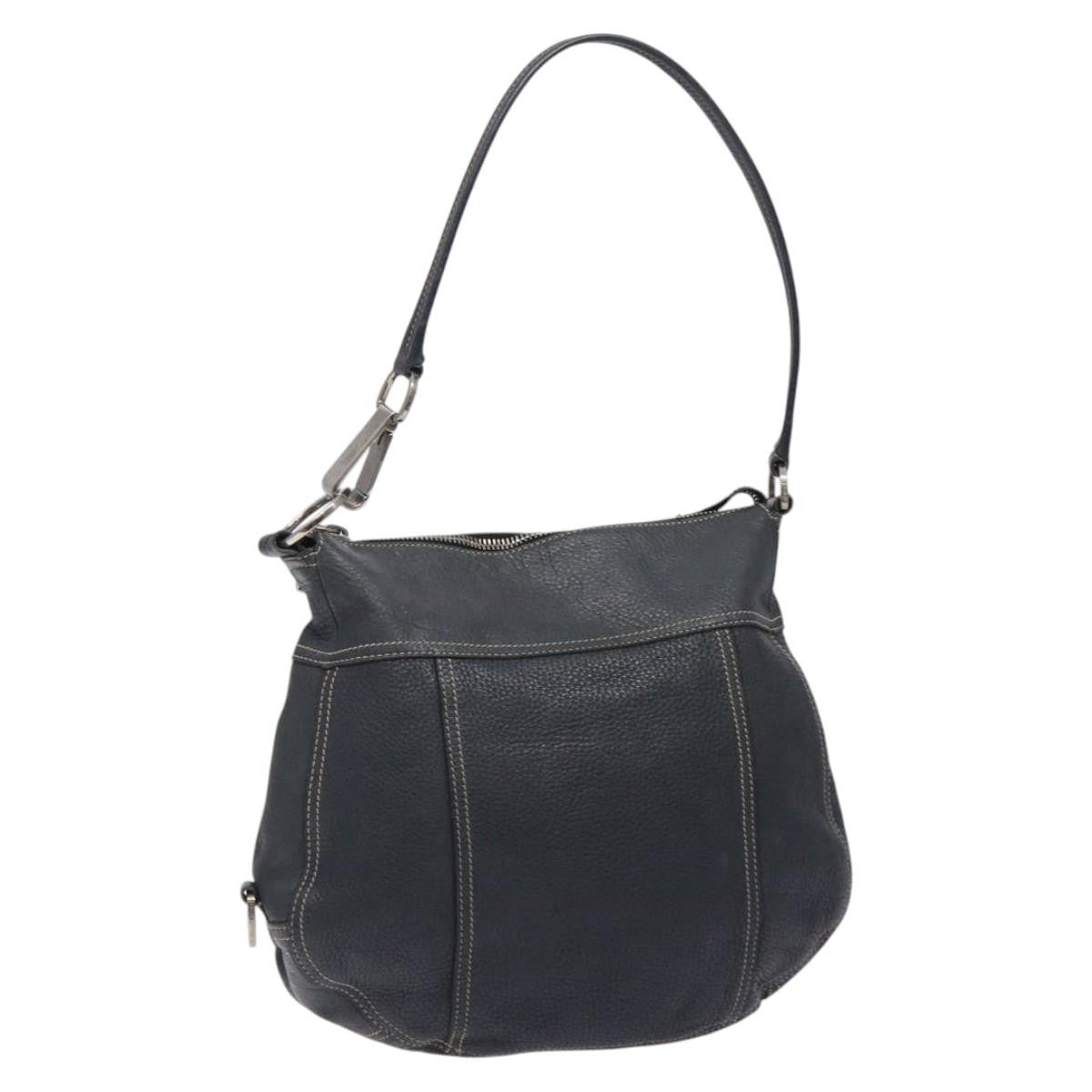 Prada Vintage Shoulder Bag Leather Navy Leather Shoulder Bag Bag (Pre-Owned)
