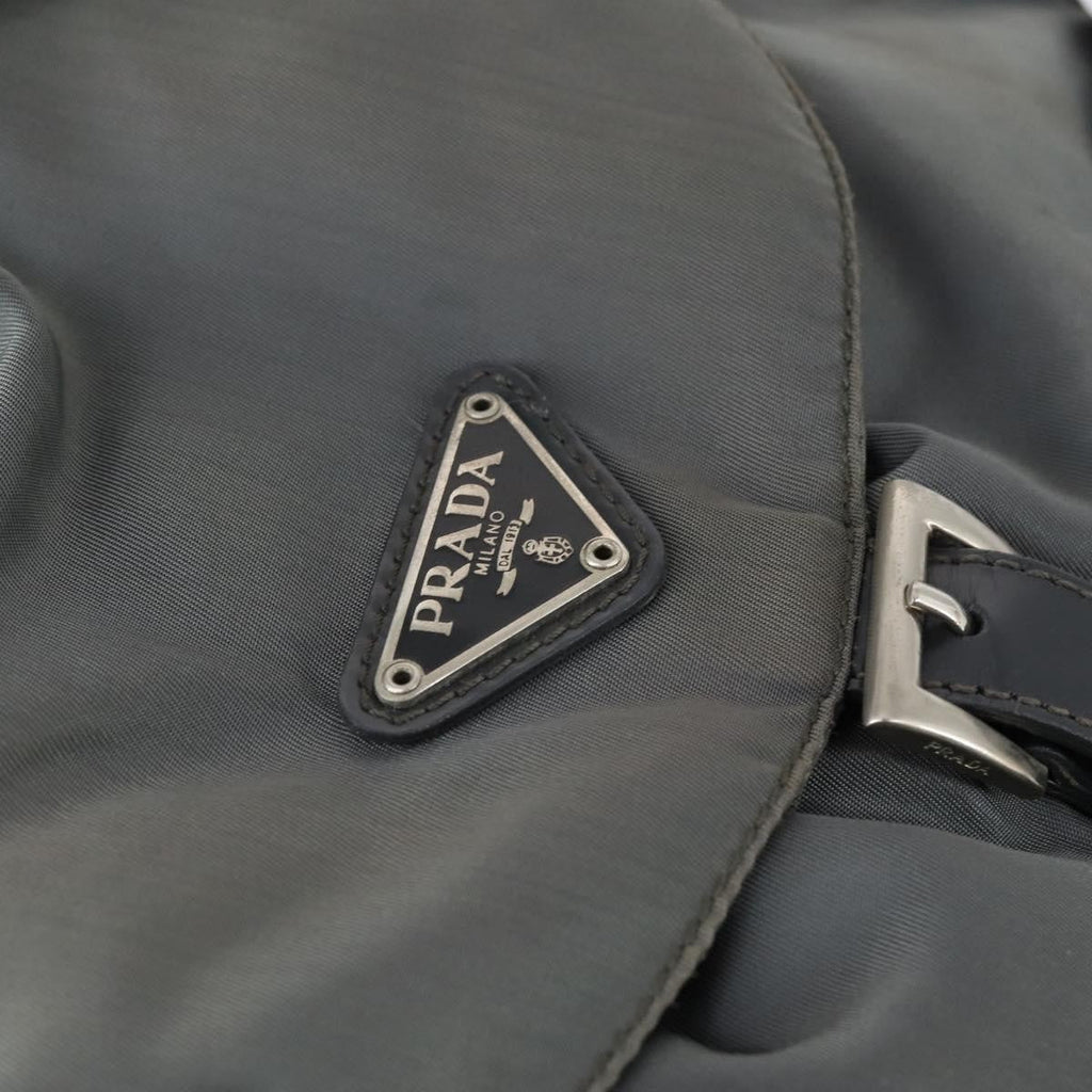 Prada Double Front Pocket Backpack Tessuto Gray Nylon Backpack Bag (Pre-Owned)