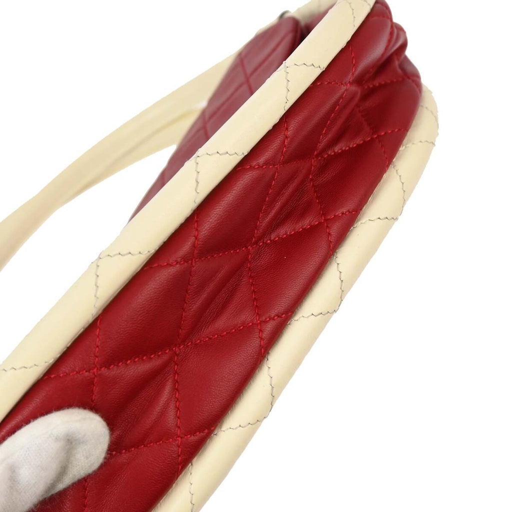 Chanel Hula Hoop Bag Quilted Lambskin Red Lamb Handbag (Pre-Owned)