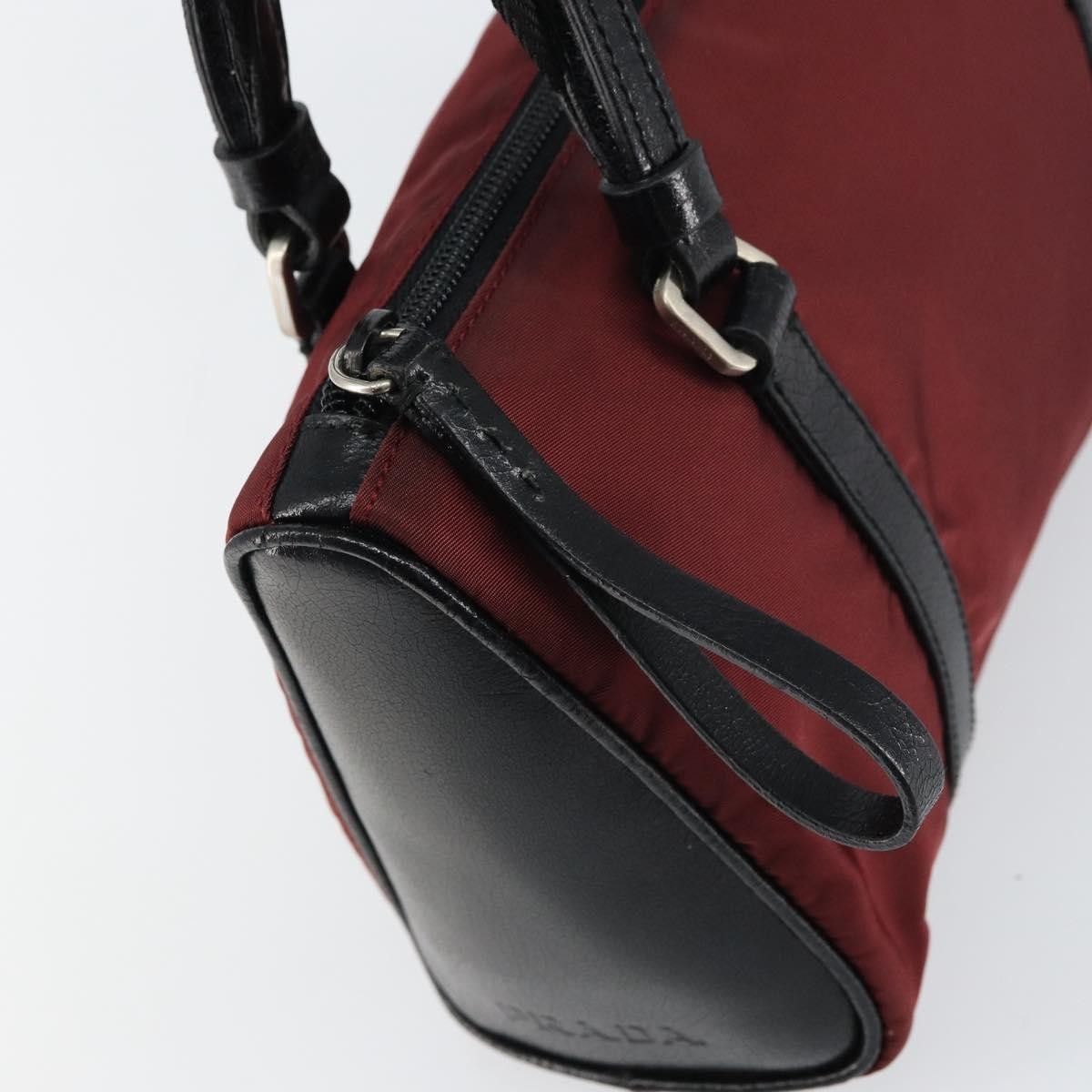 Prada Vintage Zip Handbag Tessuto Burgundy Nylon Handbag (Pre-Owned)