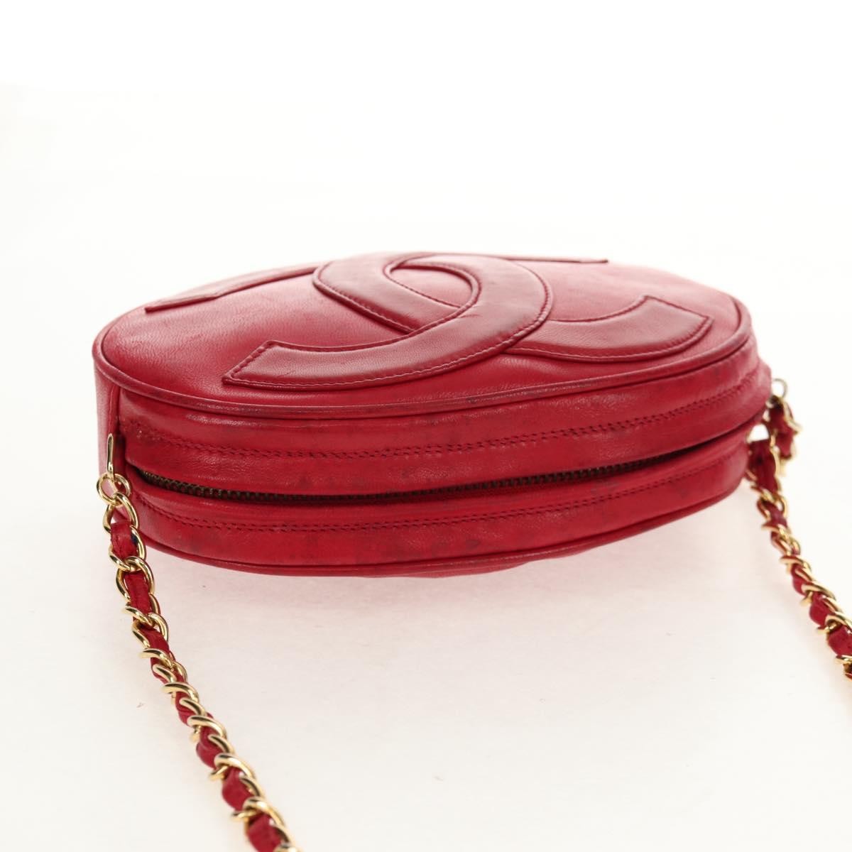 Chanel Vintage Oval Cc Tassel Crossbody Bag Leather Red Leather Shoulder Bag Bag (Pre-Owned)
