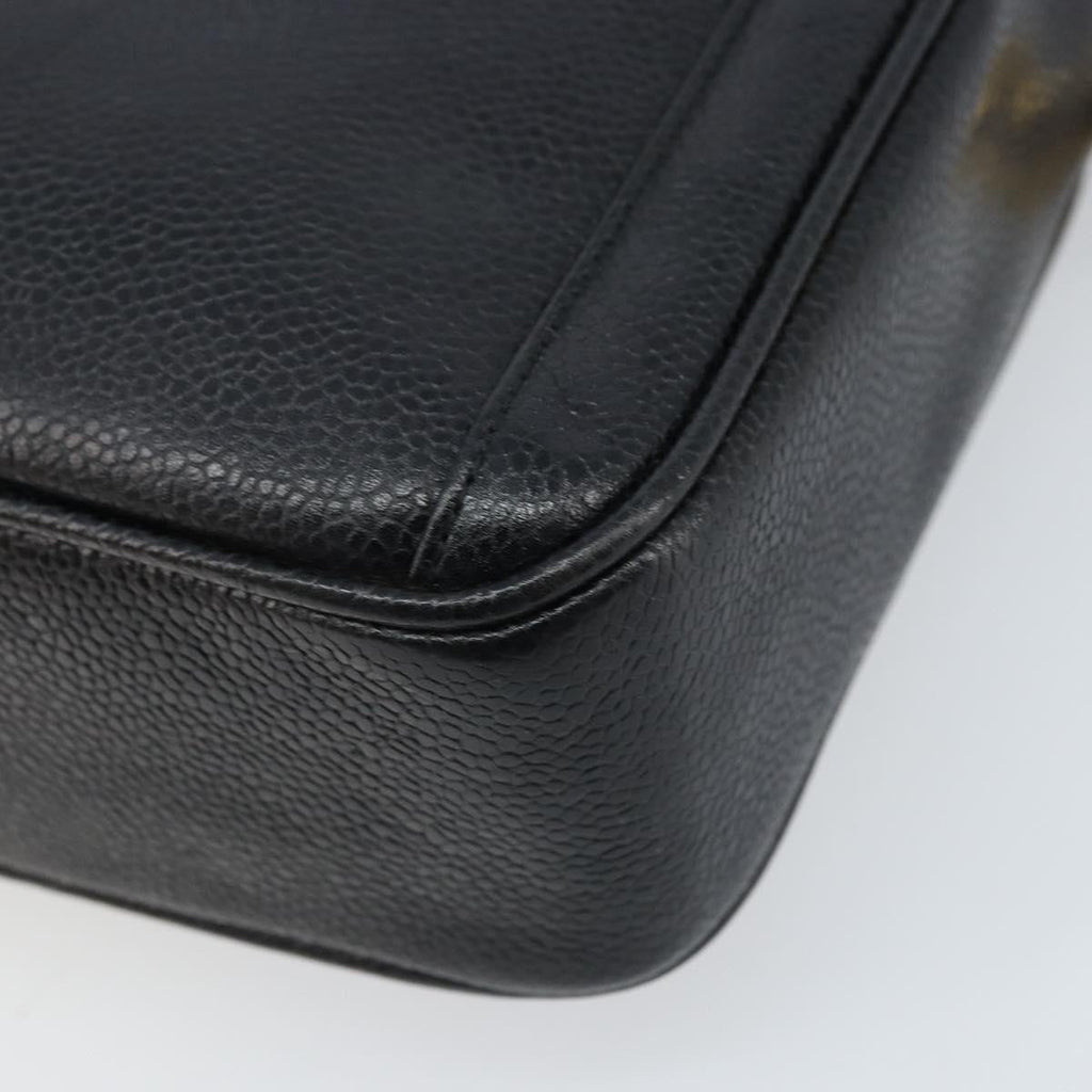 Chanel Vintage Front Pocket Cc Camera Bag Caviar Black Leather Shoulder Bag Bag (Pre-Owned)
