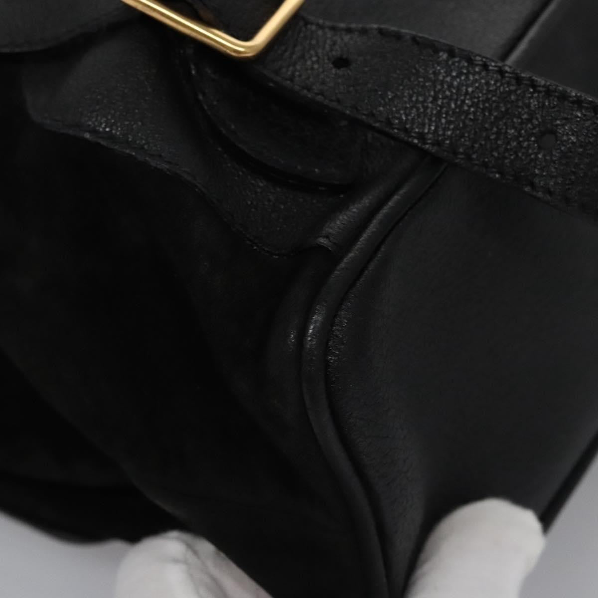 Gucci Vintage Bamboo Backpack Suede And Leather Black Suede Backpack Bag (Pre-Owned)