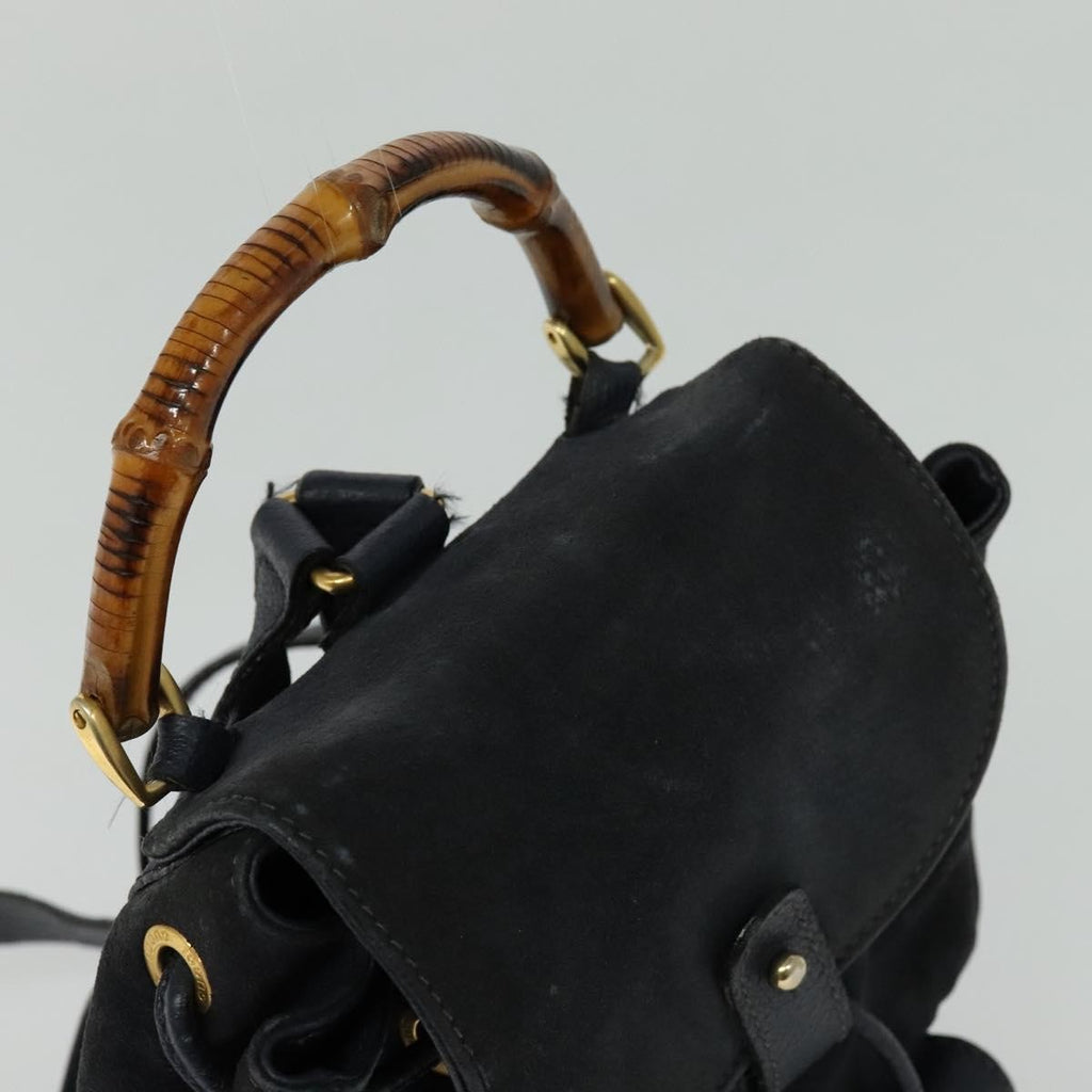 Gucci Gucci Bamboo Backpack Daim Navy Suede Backpack Bag (Pre-Owned)