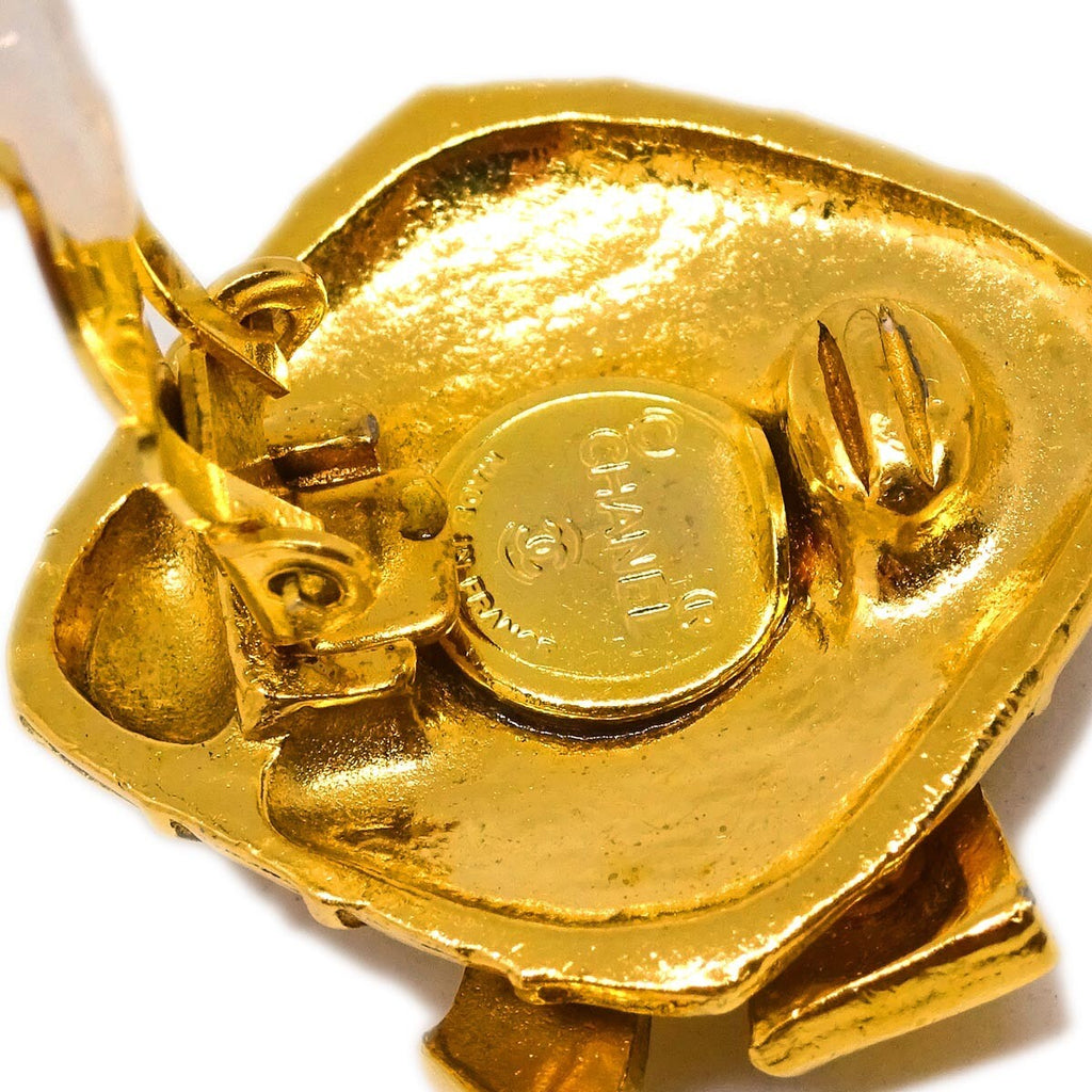 Chanel Cc Rhombus Clip-On Earrings Metal Gold Gold_Plated Earrings Jewelry (Pre-Owned)