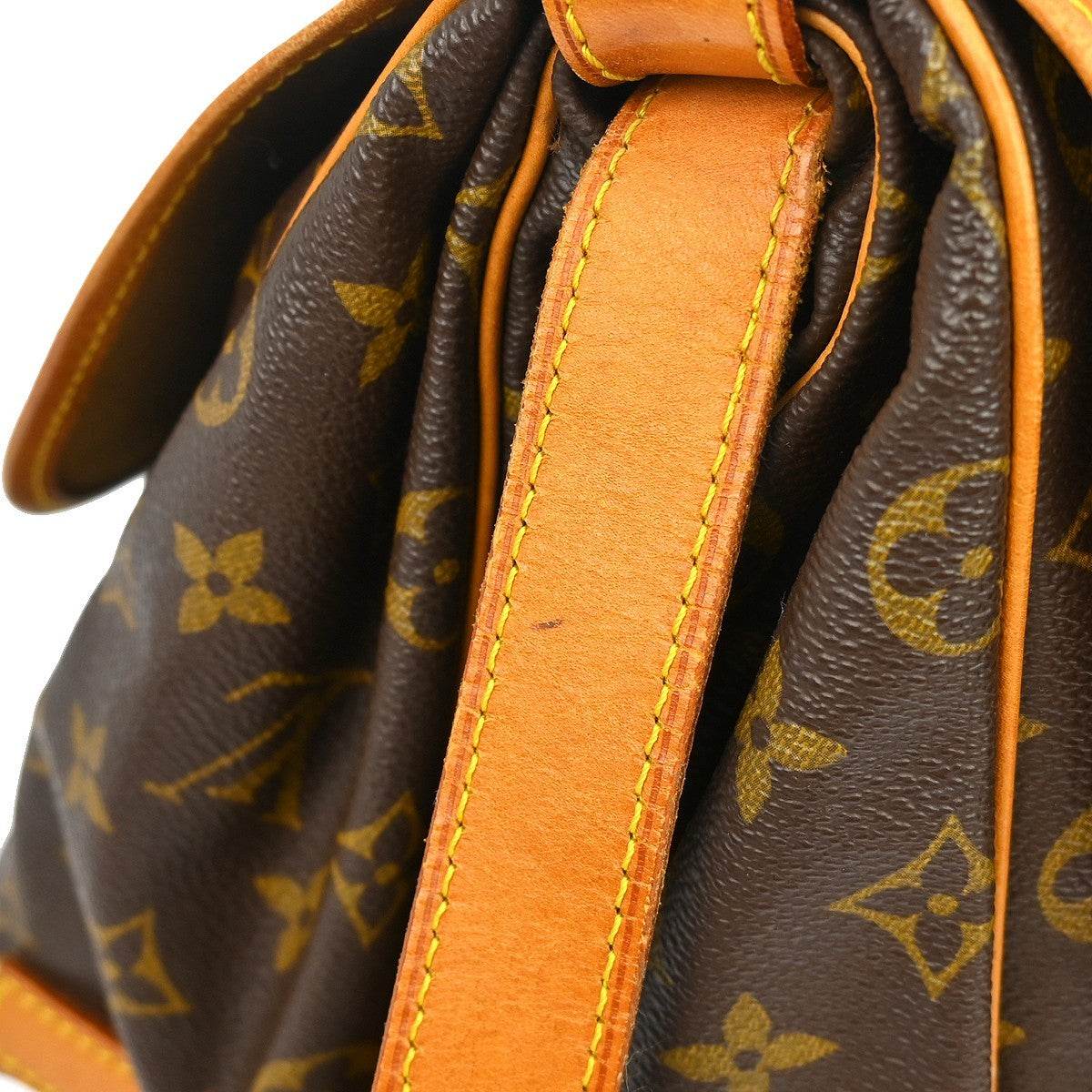 Louis Vuitton Saumur Handbag Monogram Canvas Brown Canvas Shoulder Bag Bag (Pre-Owned)