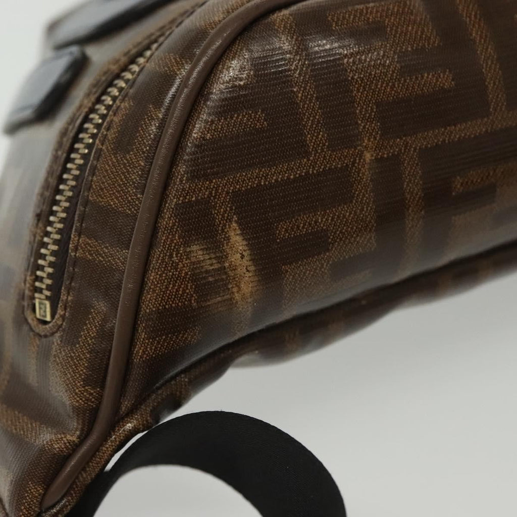 Fendi Mania Logo Waist Bag Zucca Coated Canvas Brown Canvas Clutche & Pouche Bag (Pre-Owned)