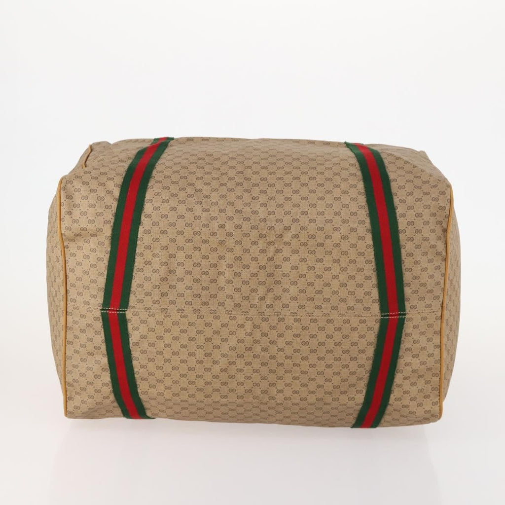 Gucci Web Trim Weekend Duffle Bag Gg Coated Canvas Beige Canvas Travel Bag Bag (Pre-Owned)