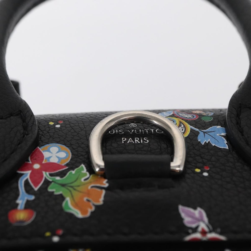 Louis Vuitton Lockme Backpack Floral Printed Leather Black Leather Backpack Bag (Pre-Owned)