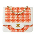 Chanel Vintage Chocolate Bar Cc Flap Bag Quilted Tweed Orange Tweed Clutche & Pouche Bag (Pre-Owned)