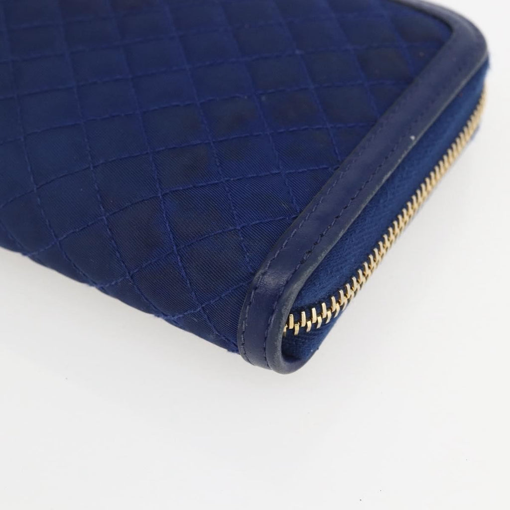 Prada Zip Around Organizer Wallet Saffiano Leather With Applique Blue Leather Wallets Accessory (Pre-Owned)
