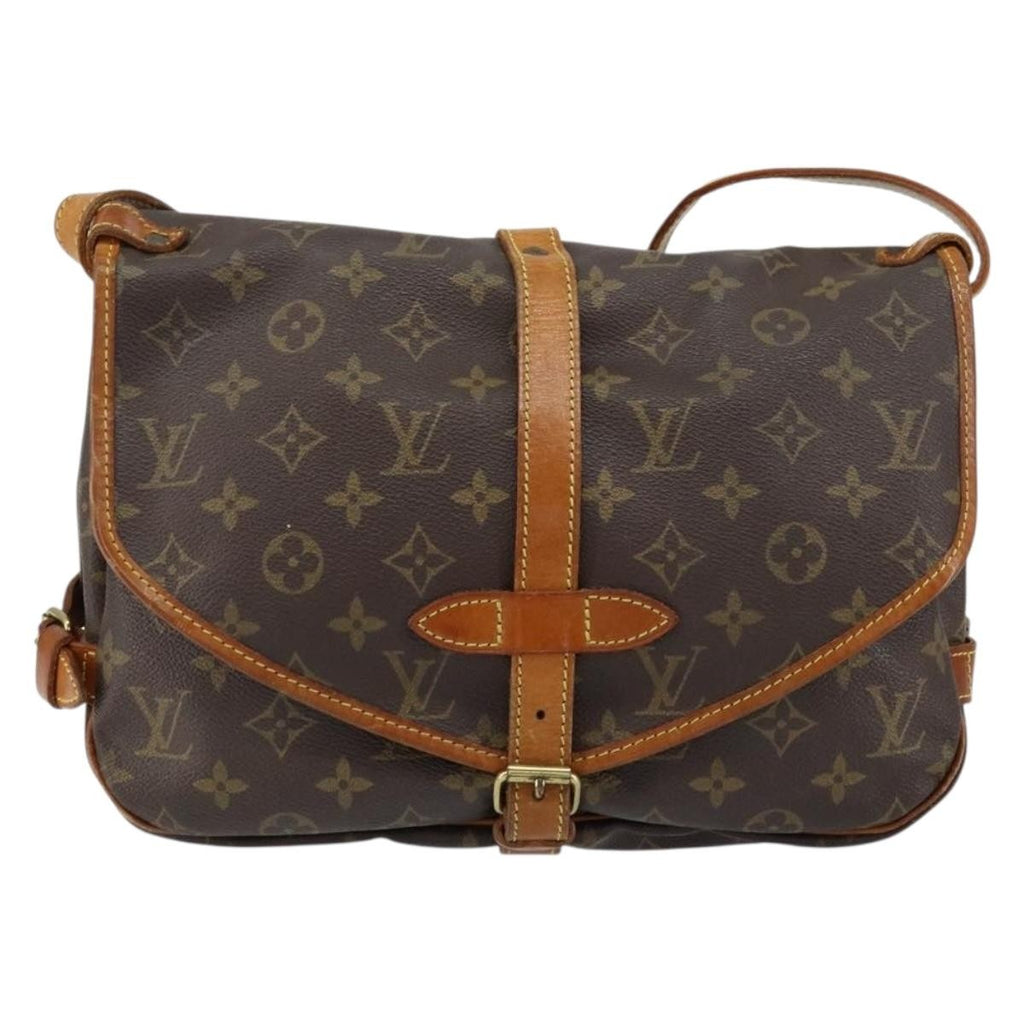 Louis Vuitton Saumur Handbag Monogram Canvas Brown Canvas Shoulder Bag Bag (Pre-Owned)