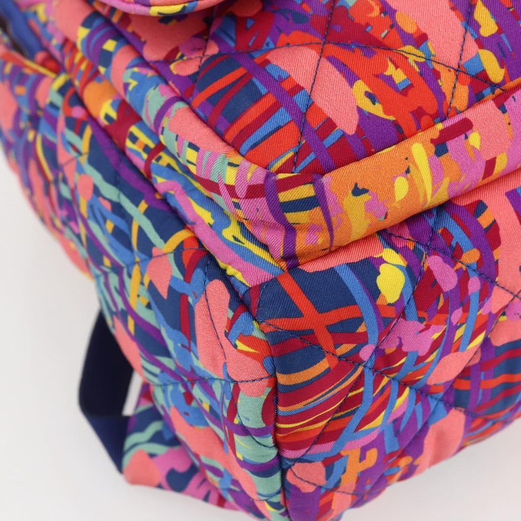 Chanel Cc Pocket Backpack Quilted Printed Foulard Multicolour Nylon Backpack Bag (Pre-Owned)