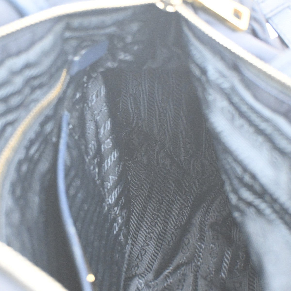 Prada Zip Convertible Shopping Tote Tessuto With Saffiano Leather Navy Nylon Handbag (Pre-Owned)