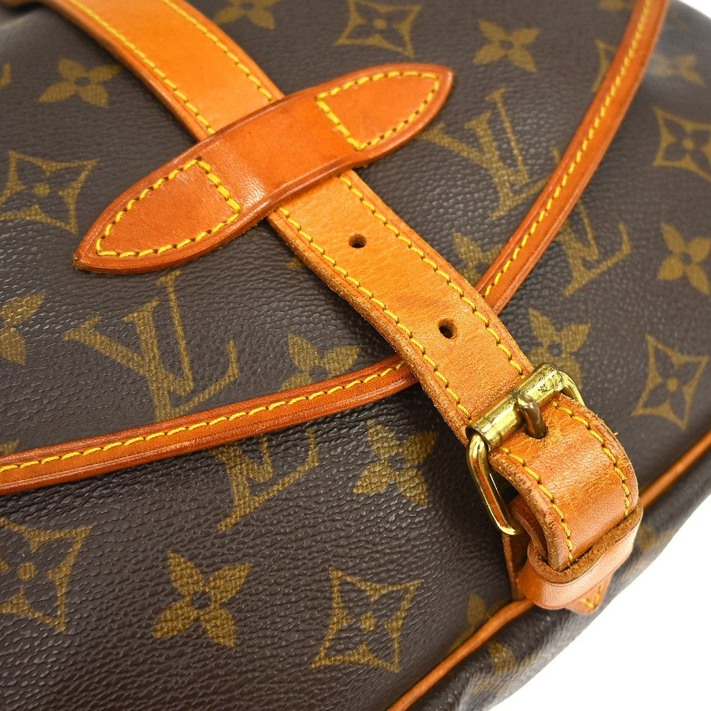Louis Vuitton Saumur Handbag Monogram Canvas Brown Canvas Shoulder Bag Bag (Pre-Owned)