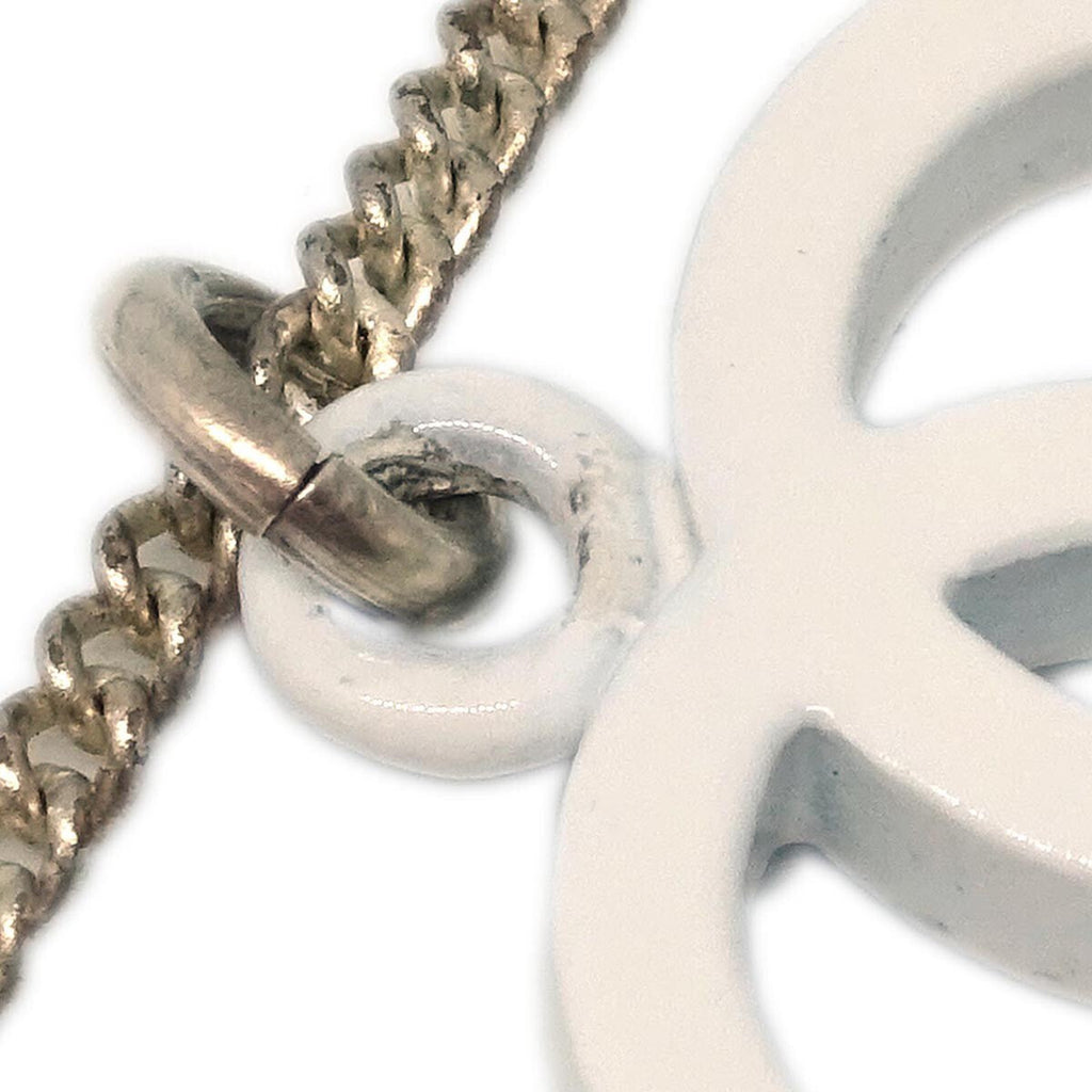 Chanel Vintage Cc Pendant Long Necklace Metal Silver Silver_Plated Necklace Jewelry (Pre-Owned)