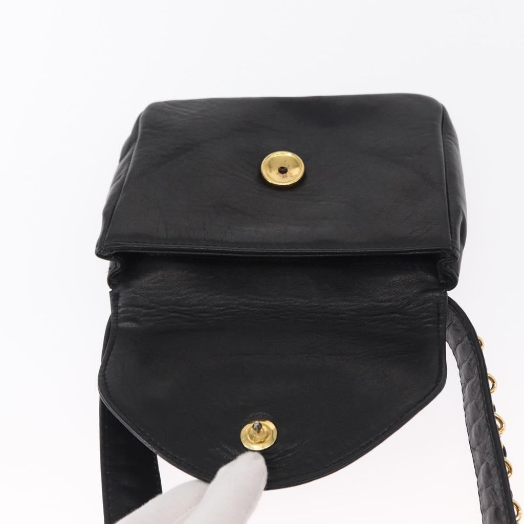 Chanel Chain Envelope Belt Bag Quilted Calfskin Black Leather Clutche & Pouche Bag (Pre-Owned)