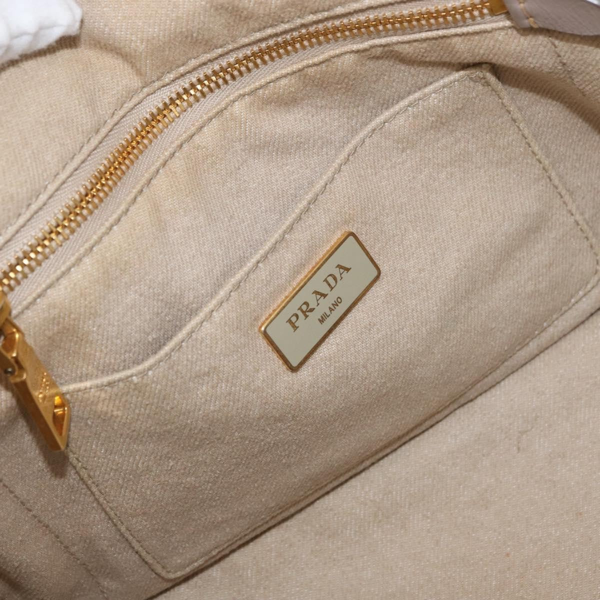 Prada Canapa Tote Canvas Beige Canvas Tote Bag Bag (Pre-Owned)