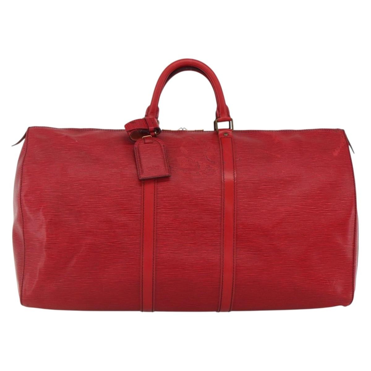 Louis Vuitton Keepall Bag Epi Leather Red Leather Travel Bag Bag (Pre-Owned)