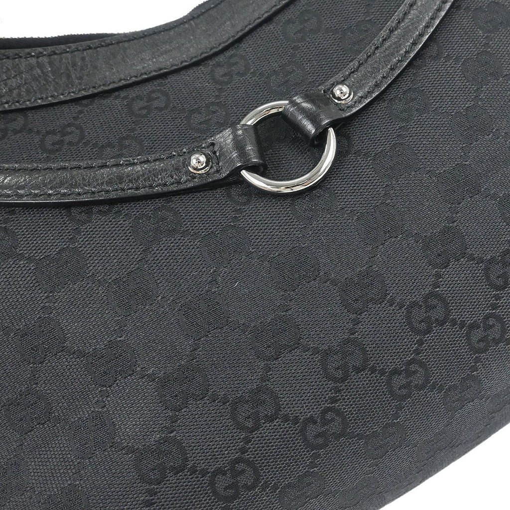 Gucci Vintage Horsebit Shoulder Bag Canvas Black Canvas,Leather Shoulder Bag Bag (Pre-Owned)