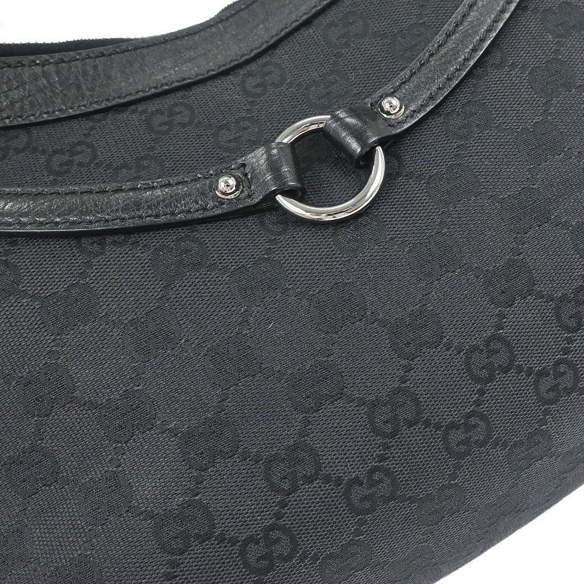 Gucci Vintage Horsebit Shoulder Bag Canvas Black Canvas,Leather Shoulder Bag Bag (Pre-Owned)