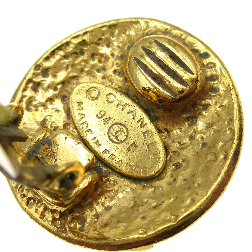 Chanel Cc Button Clip-On Earrings Metal Gold Gold_Plated Earrings Jewelry (Pre-Owned)