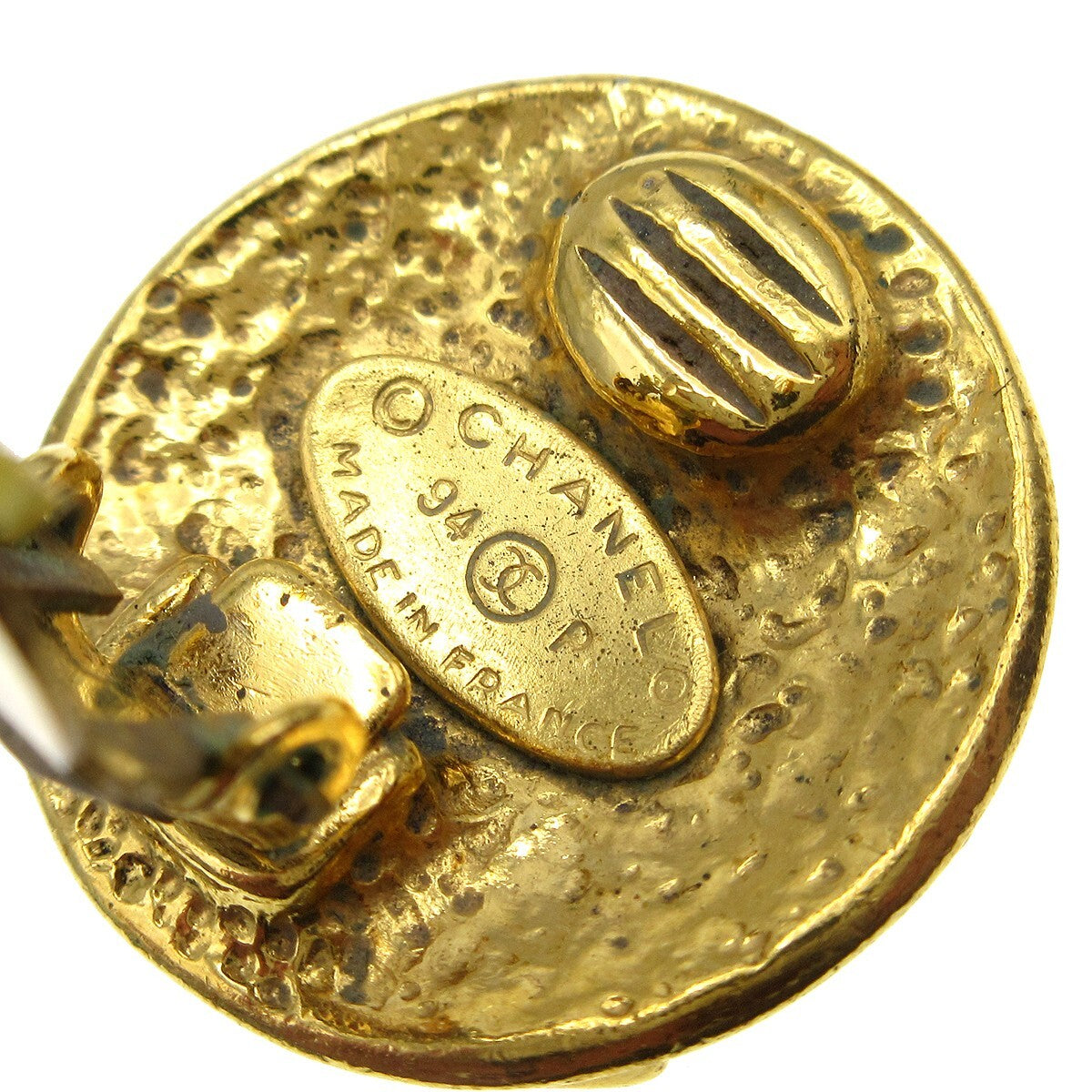 Chanel Cc Button Clip-On Earrings Metal Gold Gold_Plated Earrings Jewelry (Pre-Owned)